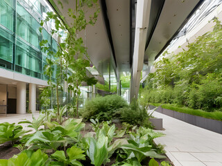 Glass building and bridge in the city