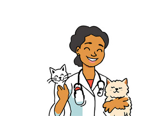veterinarian with cat