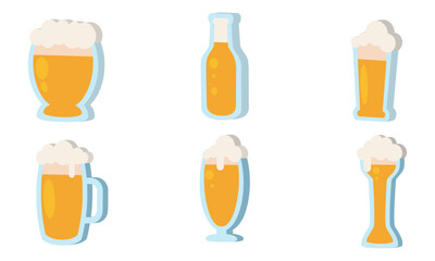 3D Beer glass icons set Vector