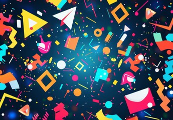 Obraz premium Create a dynamic back-to-school background featuring vibrant geometric shapes and symbols representing various academic subjects using generative AI.