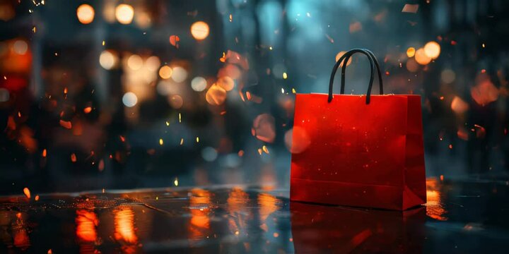 Red Shopping Bag on Table