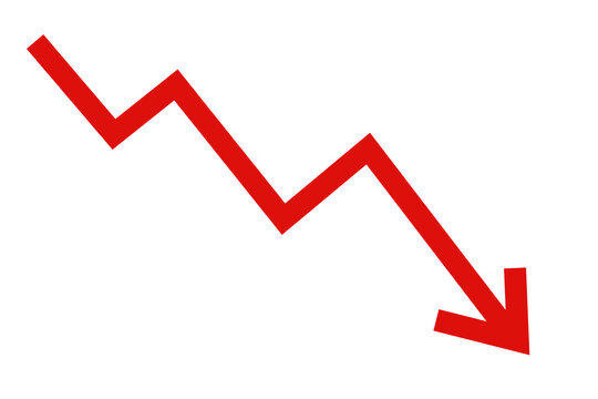 down fall red arrow graph falling down concept of loss market crash transparent png background