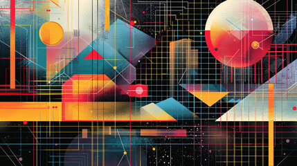 An abstract representation of AI training depicted through colorful geometric shapes and patterns, symbolizing the complexity and abstraction involved in machine learning algorithms.