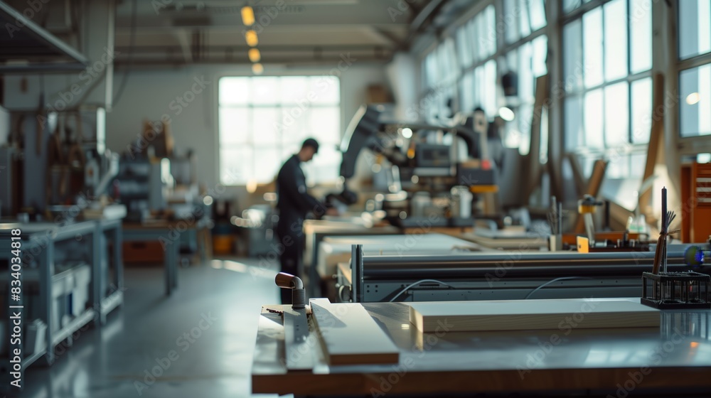 Poster man working in large factory