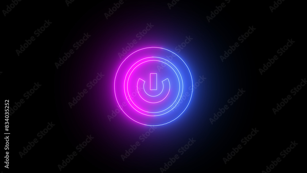 Poster neon on-off power buttons icon . neon light power button turning on and off. neon power button icon 