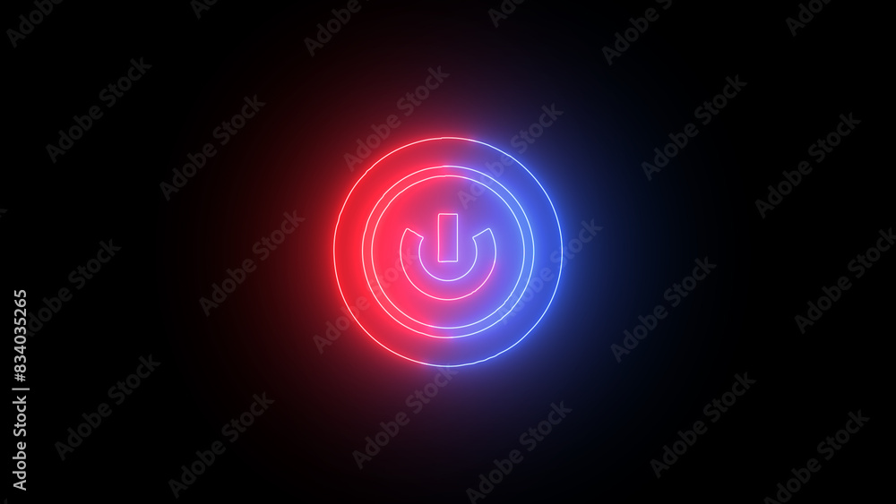 Poster neon on-off power buttons icon . neon light power button turning on and off. neon power button icon 
