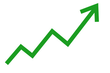 Green arrow graph line chart moving up concept of stock market business growth transparent png file