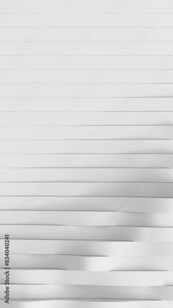 Poster top view on white band waves flow. deforming bands surface with soft light. modern bright backdrop t