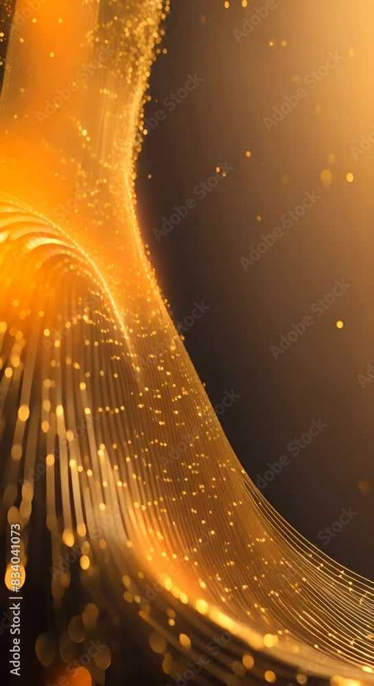 Poster gold wave of particles and lines big data visualization abstract background with a dynamic wave 3d r