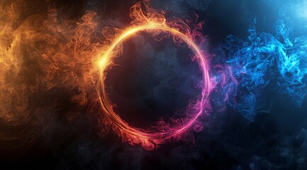 Ring of Fire and Smoke in Black Background