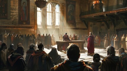 Medieval Courtroom Gathering