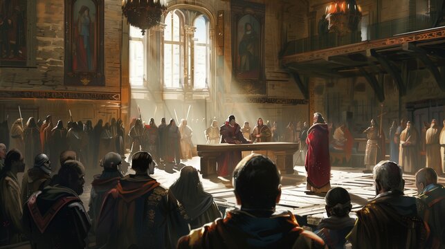 Medieval Courtroom Gathering