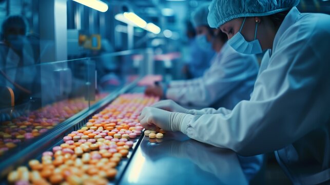 Man Making Donuts on Factory Conveyor Belt