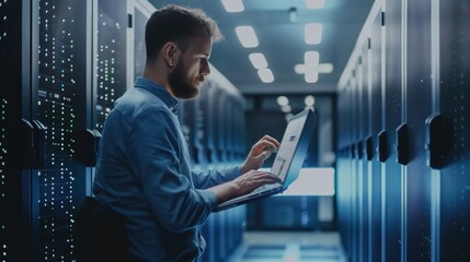 Data Center Engineer Operating Laptop