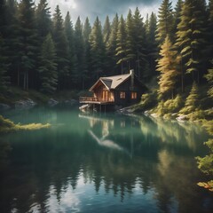 Fototapeta premium house on the lake