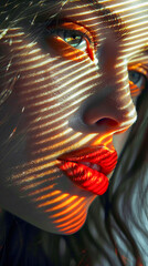 Abstract portrait of a woman in close-up, Generative AI