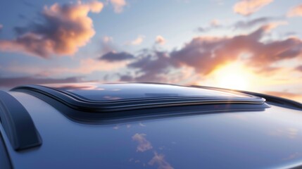 A skylight on the roof of a car