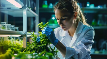 Environmental Engineer Examining Plants