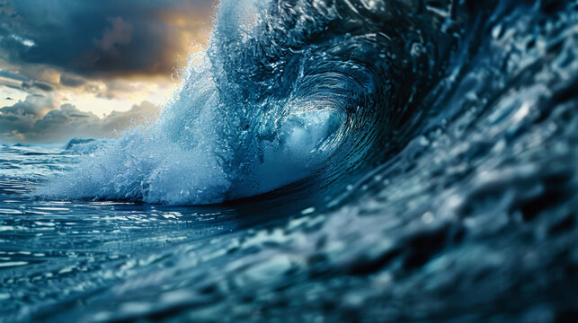 ocean surfing wave seen drom inside