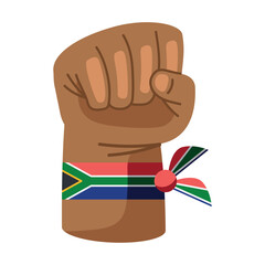 Obraz premium south africa flag in hand