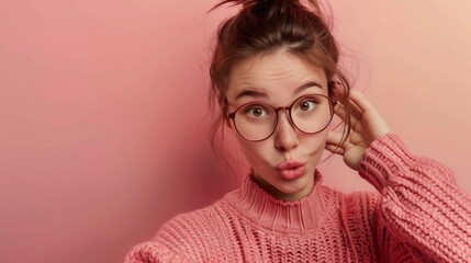 Woman With Glasses Making Funny Face