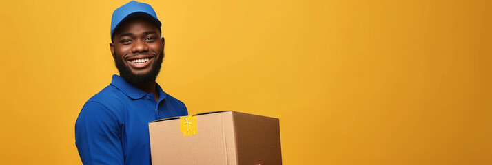 Man in Blue Shirt Holding a Box