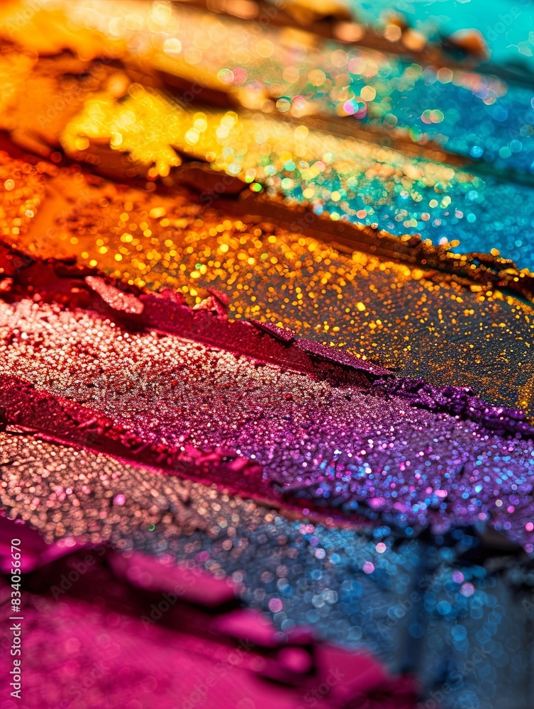 Poster detailed view showing vibrant rainbow colors with unique texture and even surface. generative ai