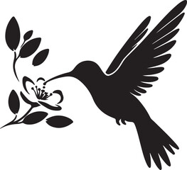 Flying hummingbirds silhouette isolated on white background