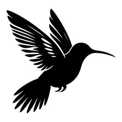Flying hummingbirds silhouette isolated on white background