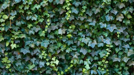 Obraz premium Ivy and other crawling plants creating a natural wall in the midst of an urban landscape.