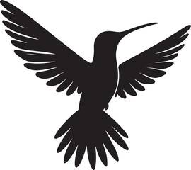 Flying hummingbirds silhouette isolated on white background