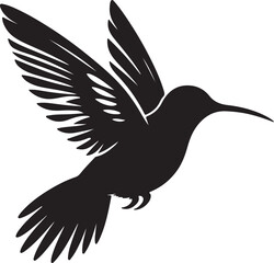 Flying hummingbirds silhouette isolated on white background