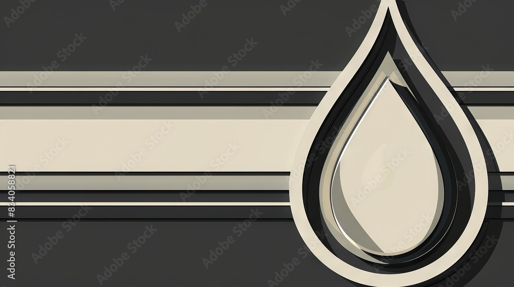 Poster a monochromatic image featuring a droplet of water centrally positioned and a horizontal line dividi