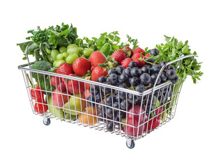 basket filled with food  shopping cart vegetables PNG  
