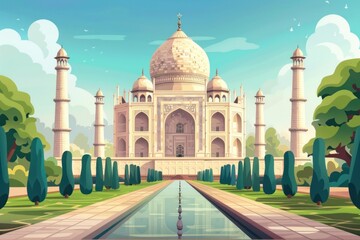Fototapeta premium Landscape of Taj Mahal, Agra
