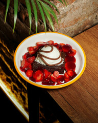 brownie cake with strawberry