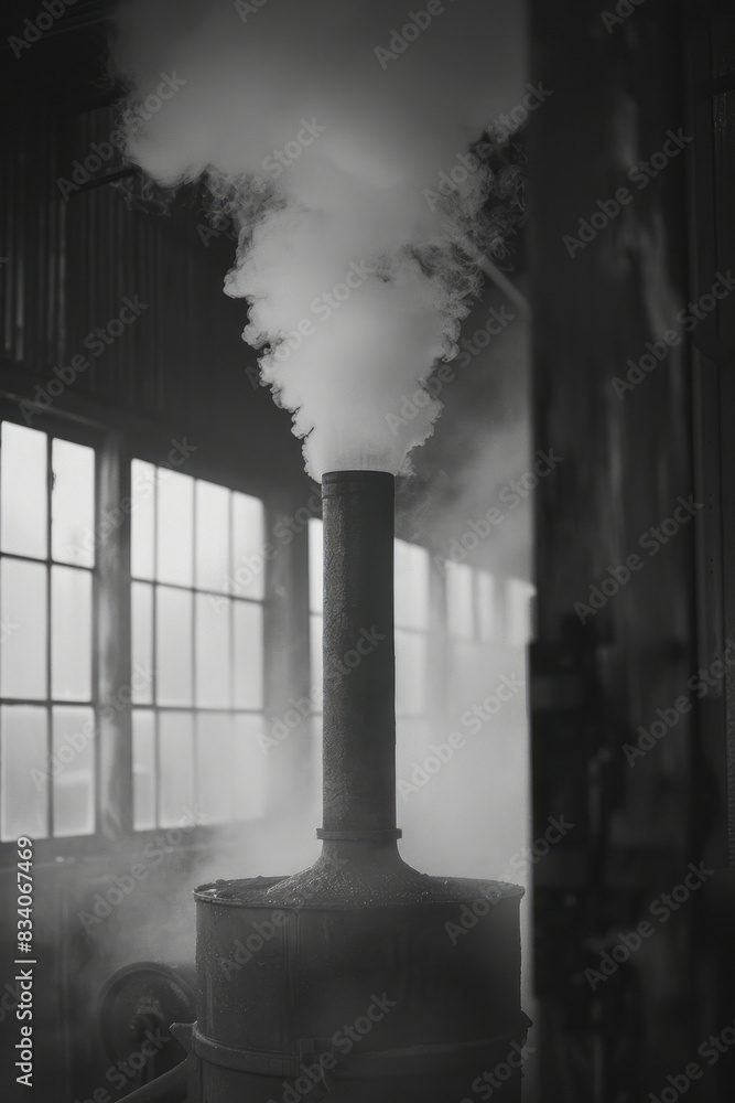 Poster an outline of a steam distillation pot with gentle lines and soft curves,