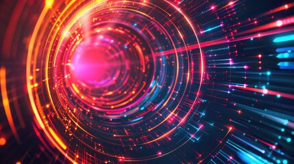 Circular abstract background of bright lines. AI generative.