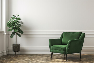 Armchair Interior Design against White Wall