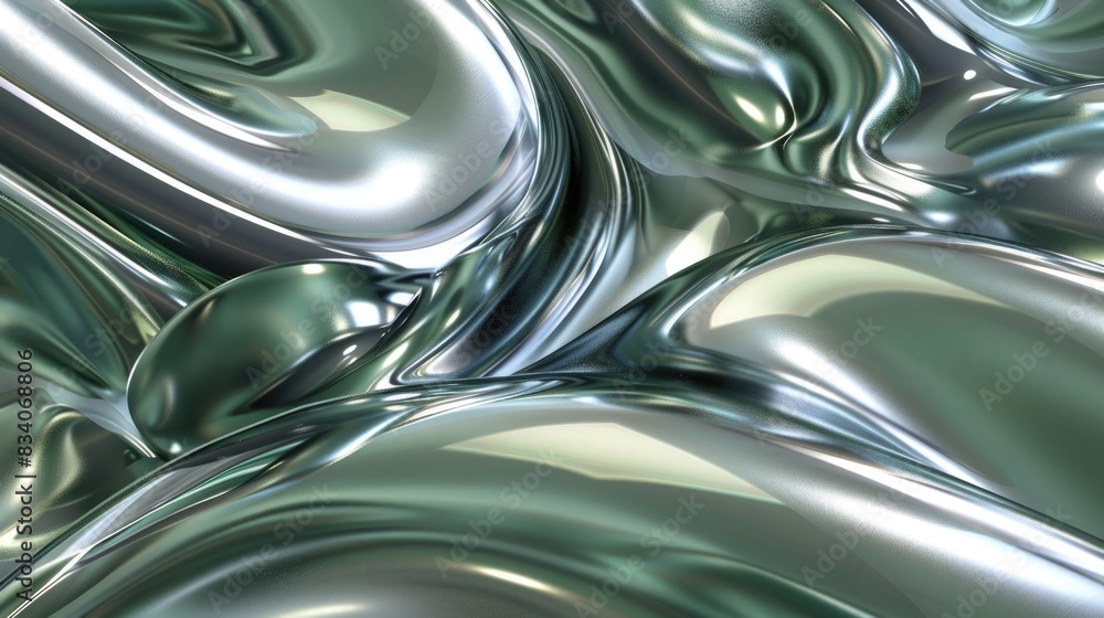 Aufkleber holo 3d form of green-gray color. abstract background or screensaver. ai generative.