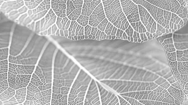   A monochrome image of a leaf's veiny texture on its surface