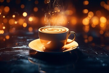 Obraz premium cup of coffee on the table, generative ai