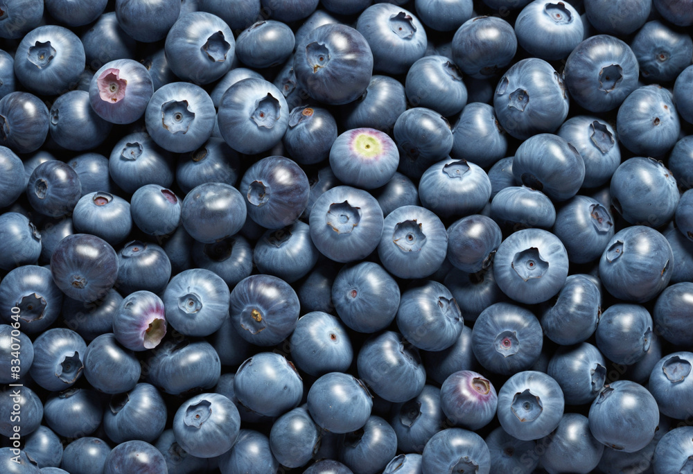 Poster a generative ai-generated layout design featuring isolated blueberries on a white clipped background