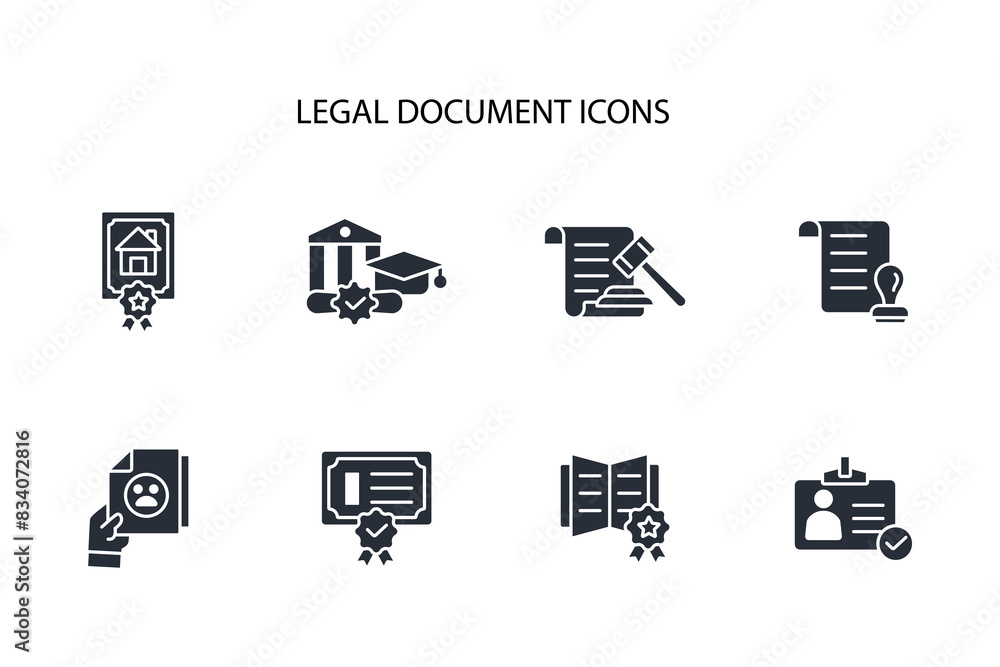 Poster legal document icon set.vector.editable stroke.linear style sign for use web design,logo.symbol illu