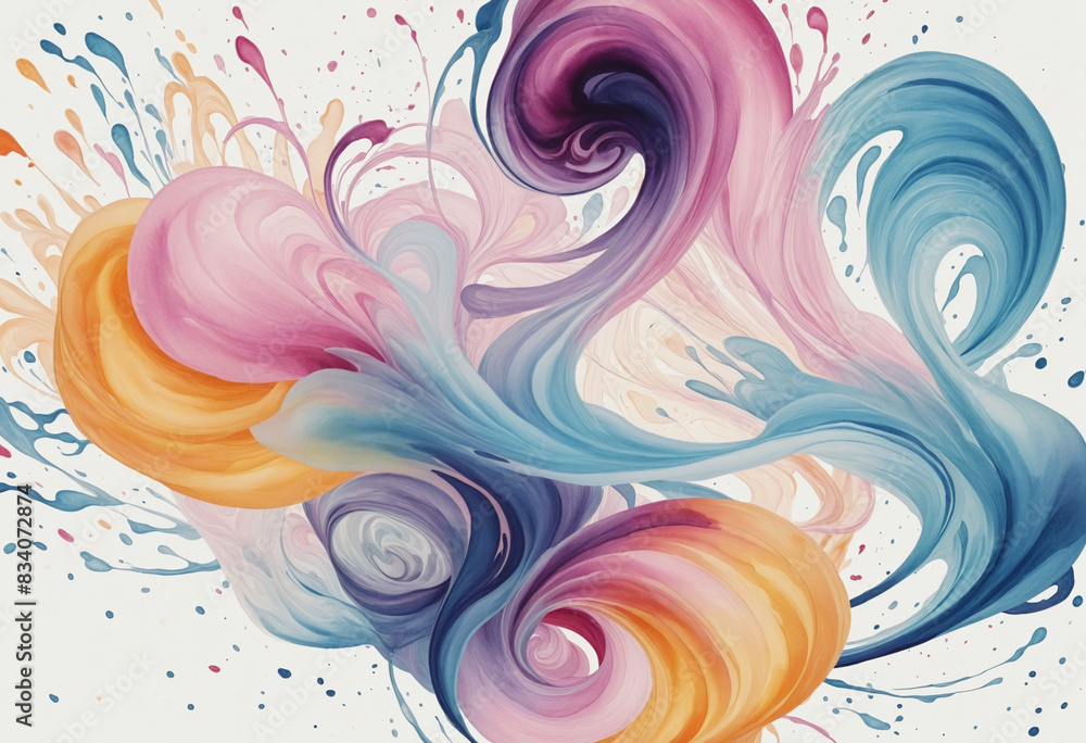 Aufkleber three-dimensional vector watercolor painting with generative ai creating a swirl pattern on a transp