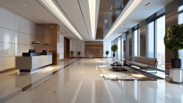 modern office loby, minimalist, --ar 16:9 Job ID: a2ccd01d-c187-48d5-b627-044d3f192600