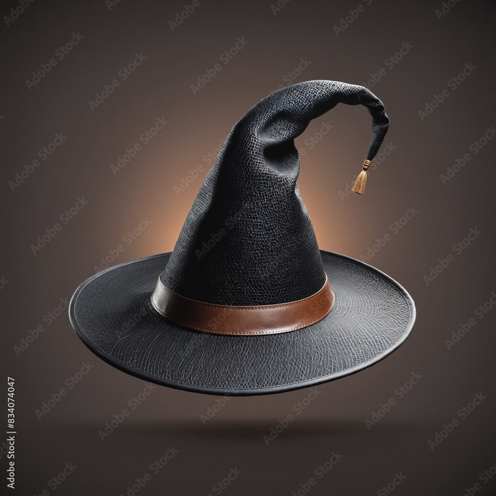 Poster transparent background design of a black fedora hat created with generative ai technology