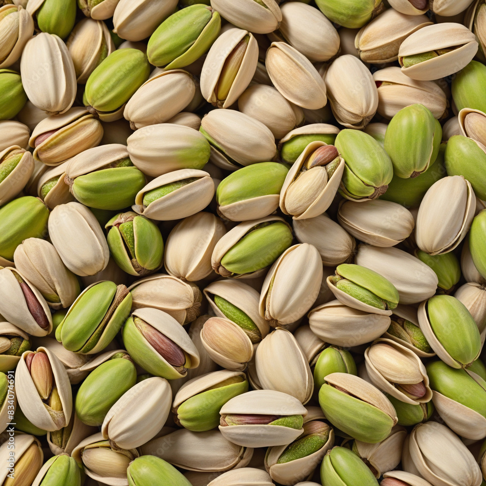 Poster ai-generated image of assorted pistachios on a clear background