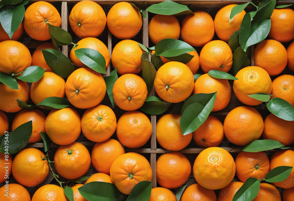 Poster mandarin oranges arranged in a wooden box: exploring the artistic potential of generative ai