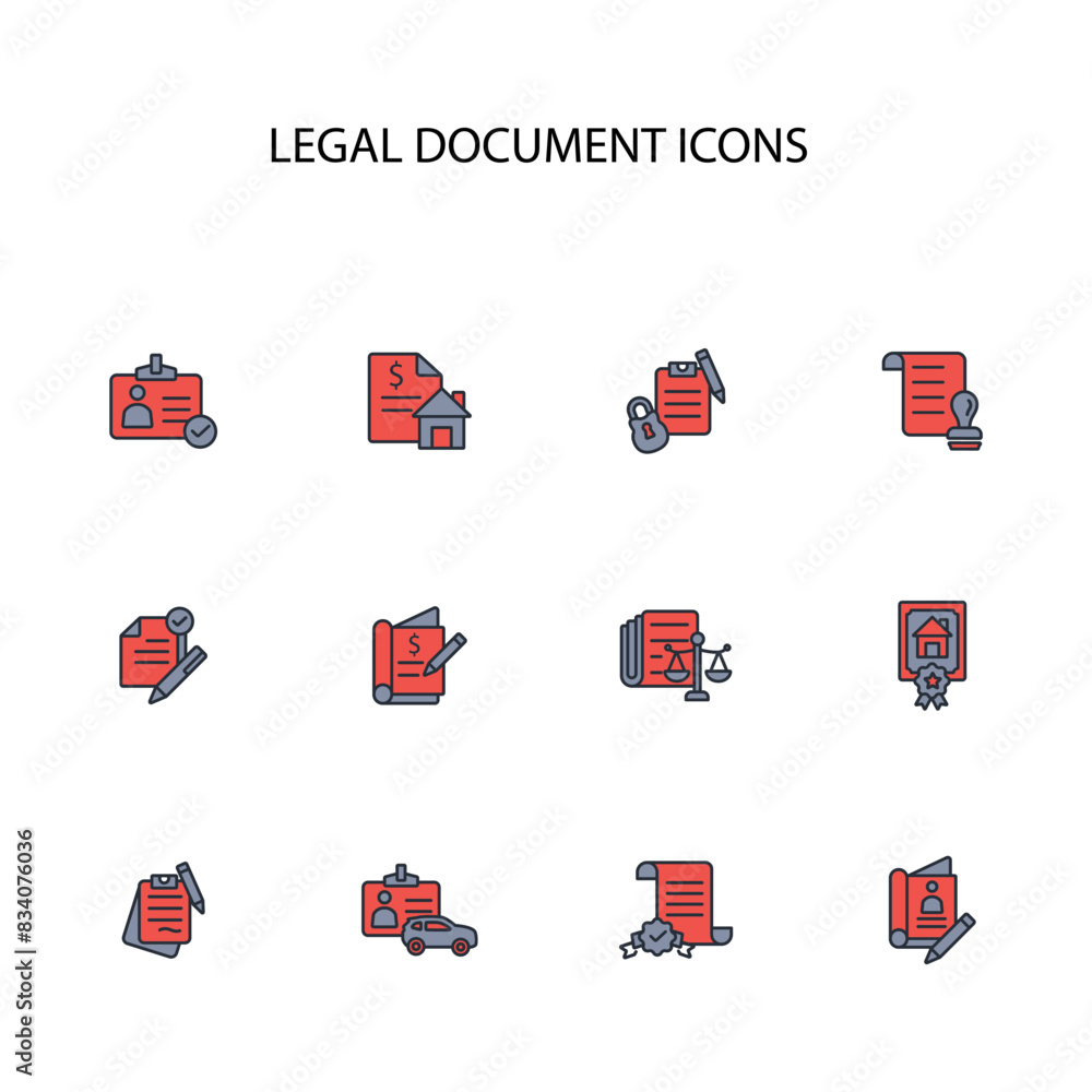 Poster legal document icon set.vector.editable stroke.linear style sign for use web design,logo.symbol illu